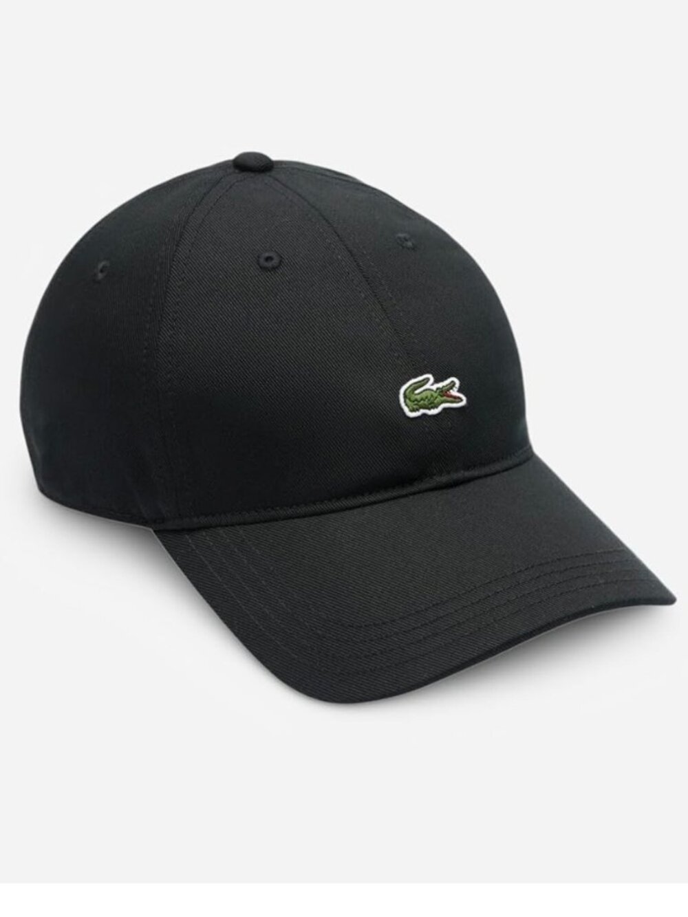 NEW WITH TAGS LACOSTE UNISEX BLACK 100% ORGANIC COTTON BASEBALL HAT ONE SIZE